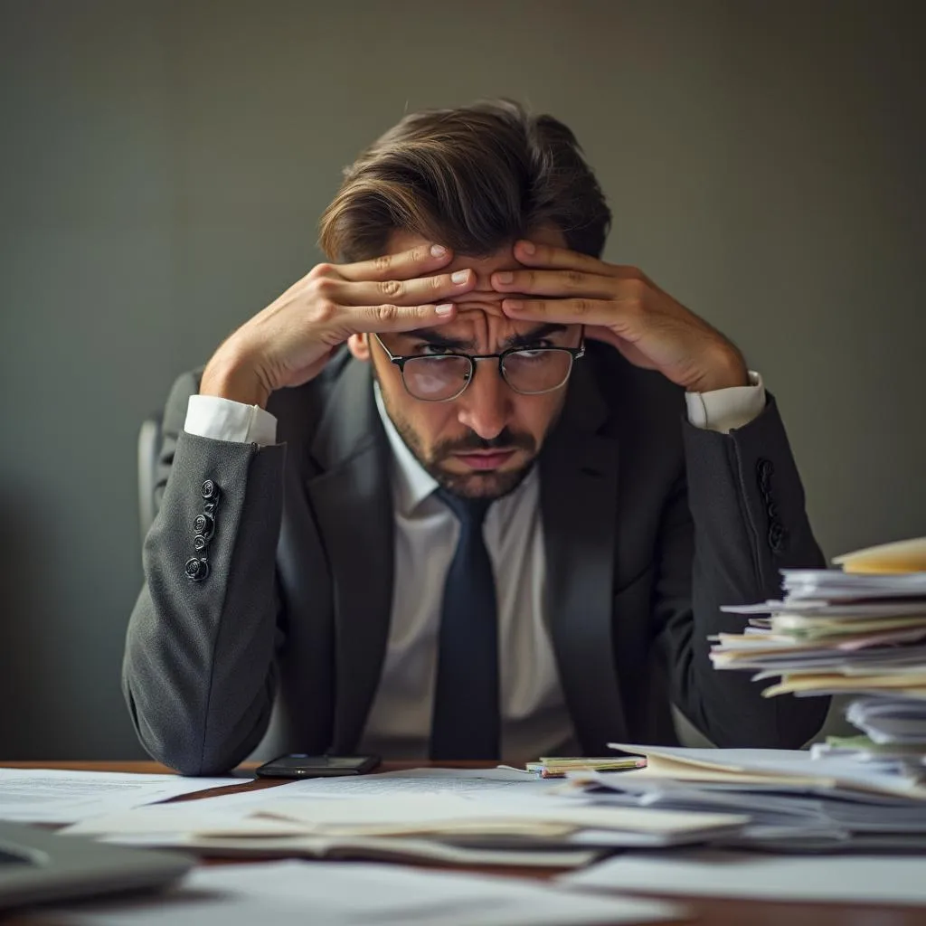 Business person unprepared for meeting